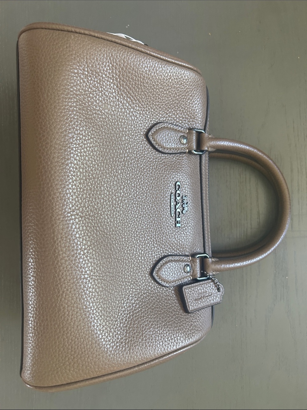 Coach Brown Pebbled Leather Satchel with Top Handles